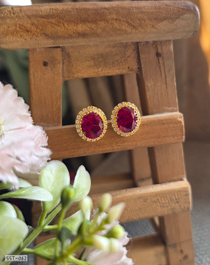 SST 062 RED | RUBY RADIANCE STUD EARRINGS