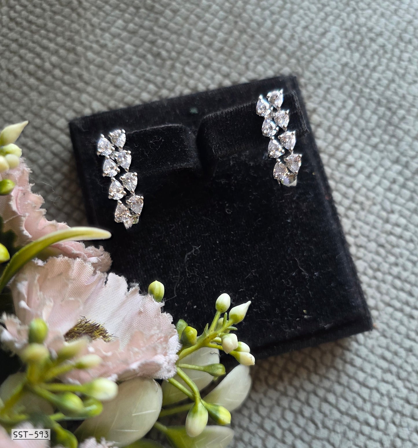 SST 593 |  RADIANT PEAR-CUT CRYSTAL BALI EARRINGS
