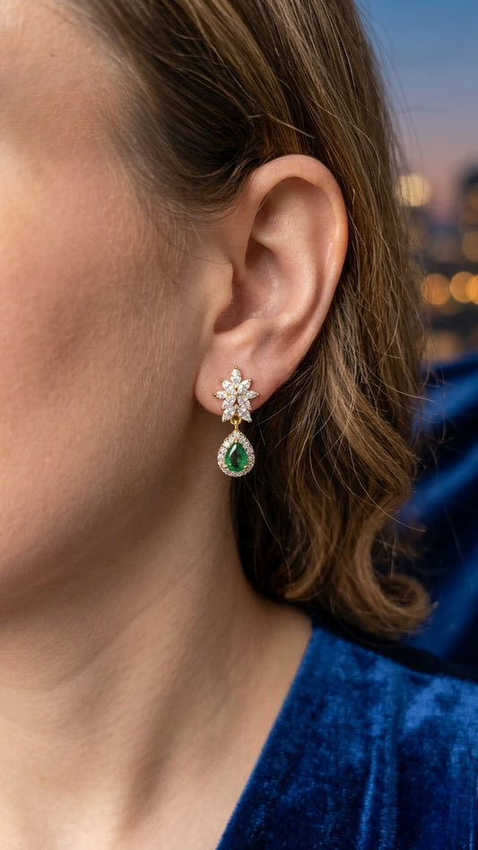 SST 203 | FIERY GREEN LEAF WESTERN LONG EARRINGS