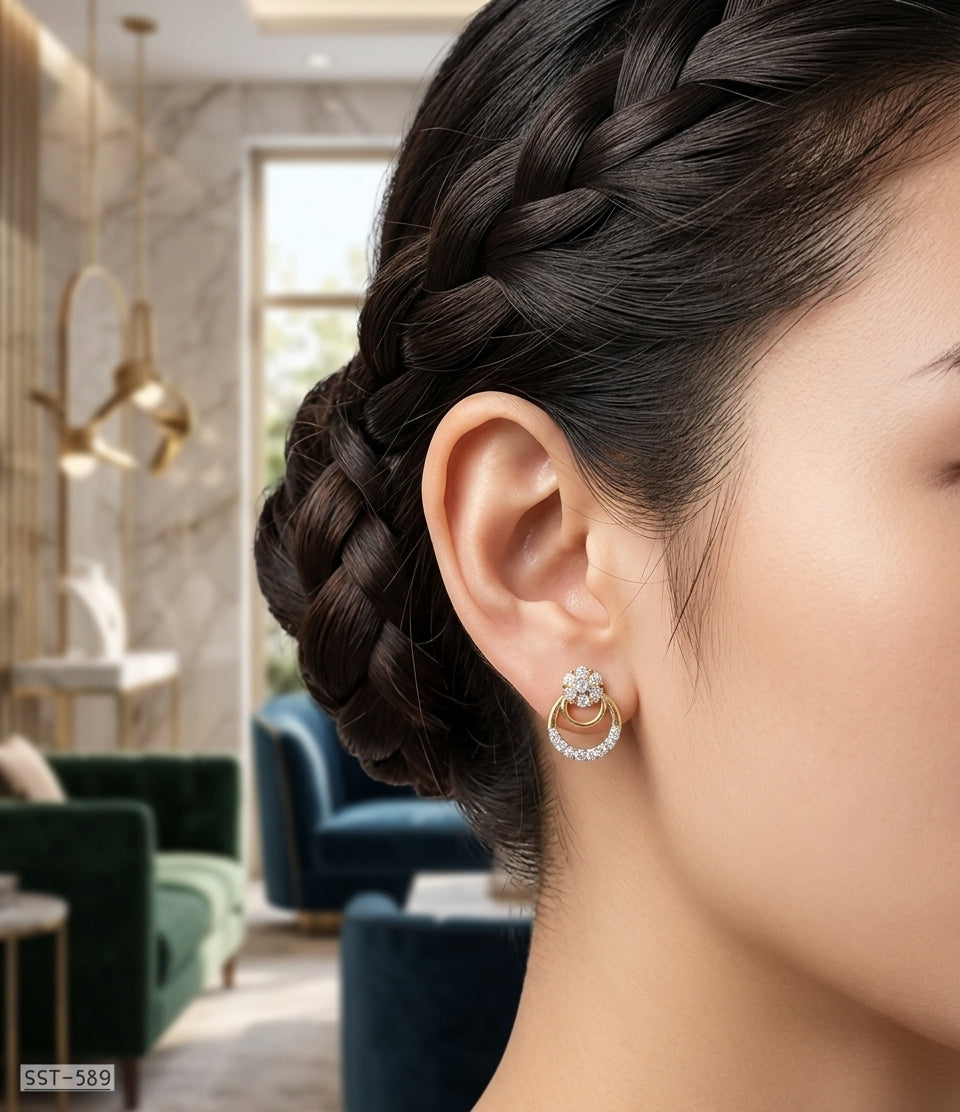 SST 589 | DIAMOND FLORAL CLUSTER EARRINGS