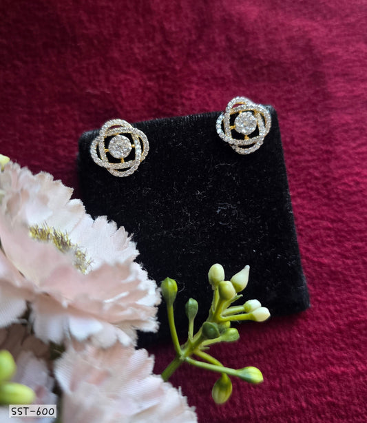 SST 600 | RADIANT FLORAL DIAMOND STUD EARRINGS