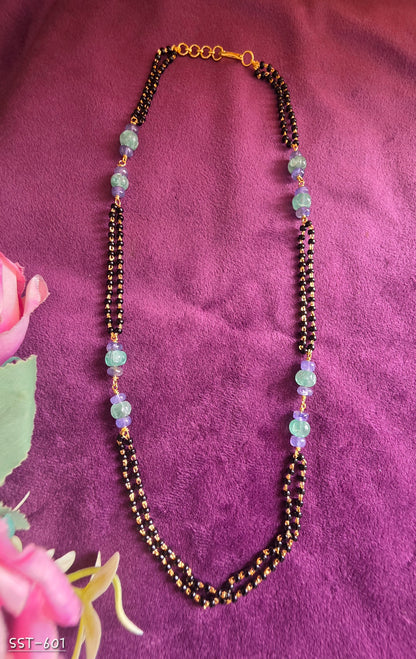 SST 601 | Semi Tanzanite Emeralds Blackbeads mala