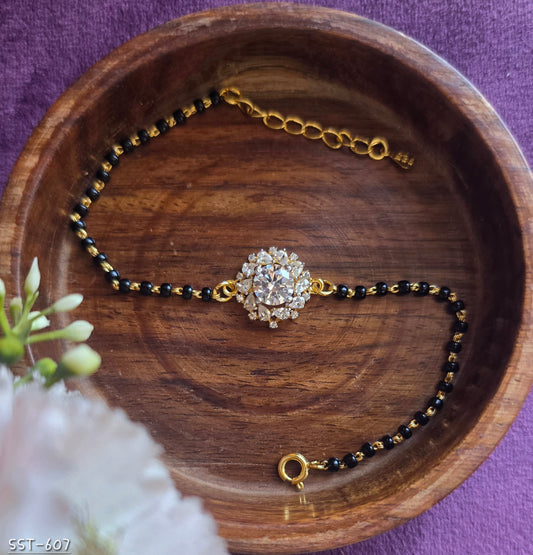 SST 607 | RADIANT HALO DIAMOND MANGALSUTRA BRACELET