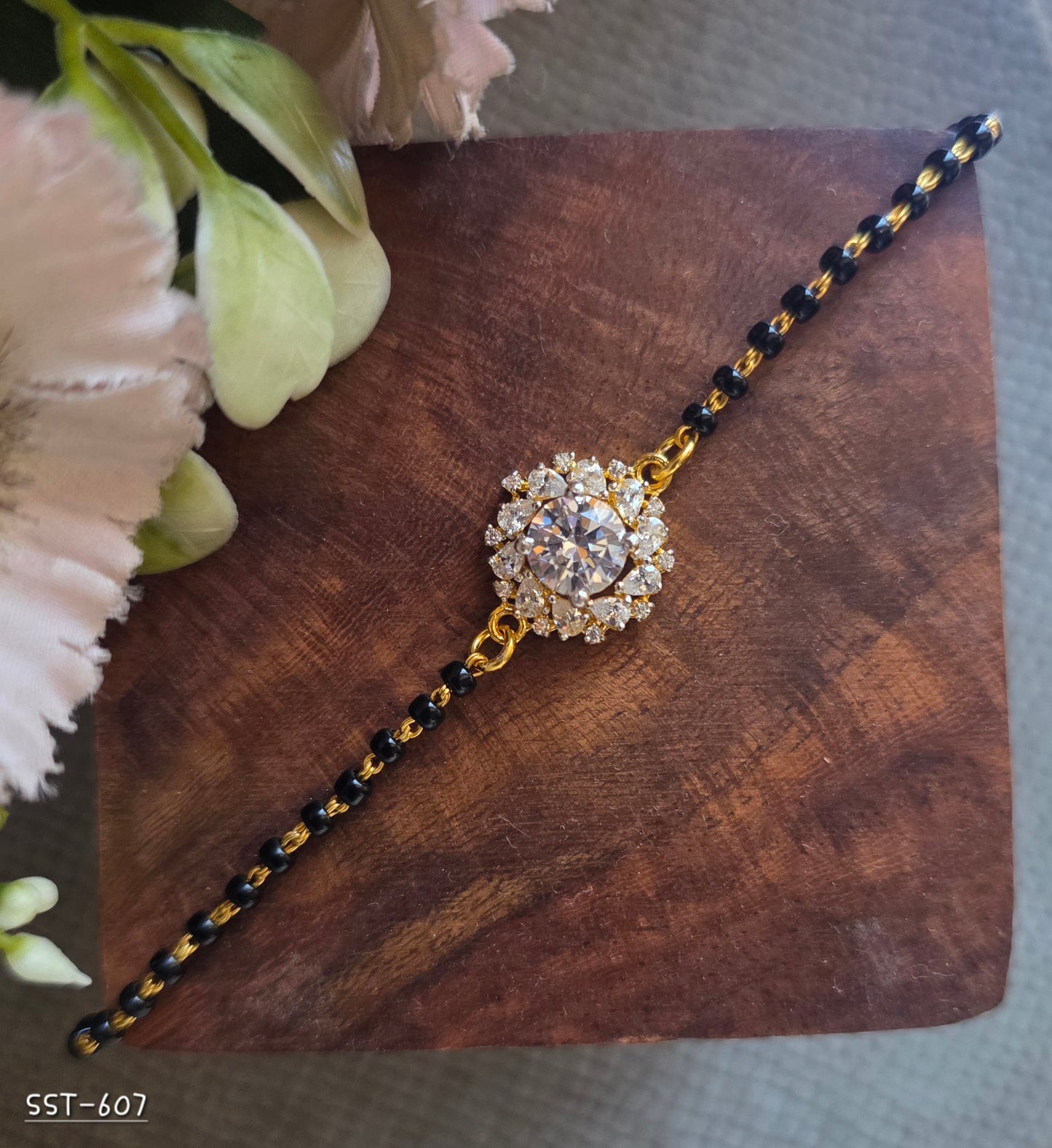 SST 607 | RADIANT HALO DIAMOND MANGALSUTRA BRACELET