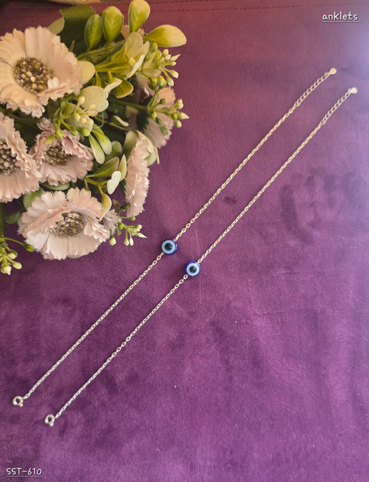 SST 610 | BLUE EVIL EYE MINIMALIST CHAIN ANKLET