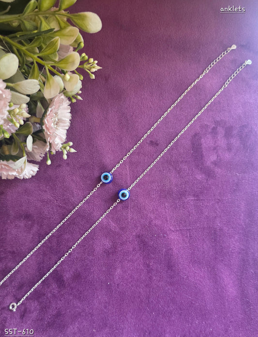 SST 610 | BLUE EVIL EYE MINIMALIST CHAIN ANKLET