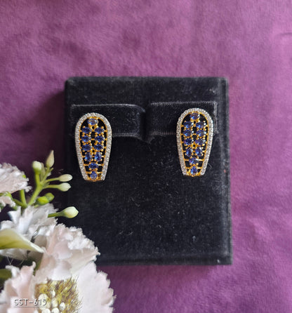 SST 615 | ROYAL SAPPHIRE HALO STUD EARRINGS