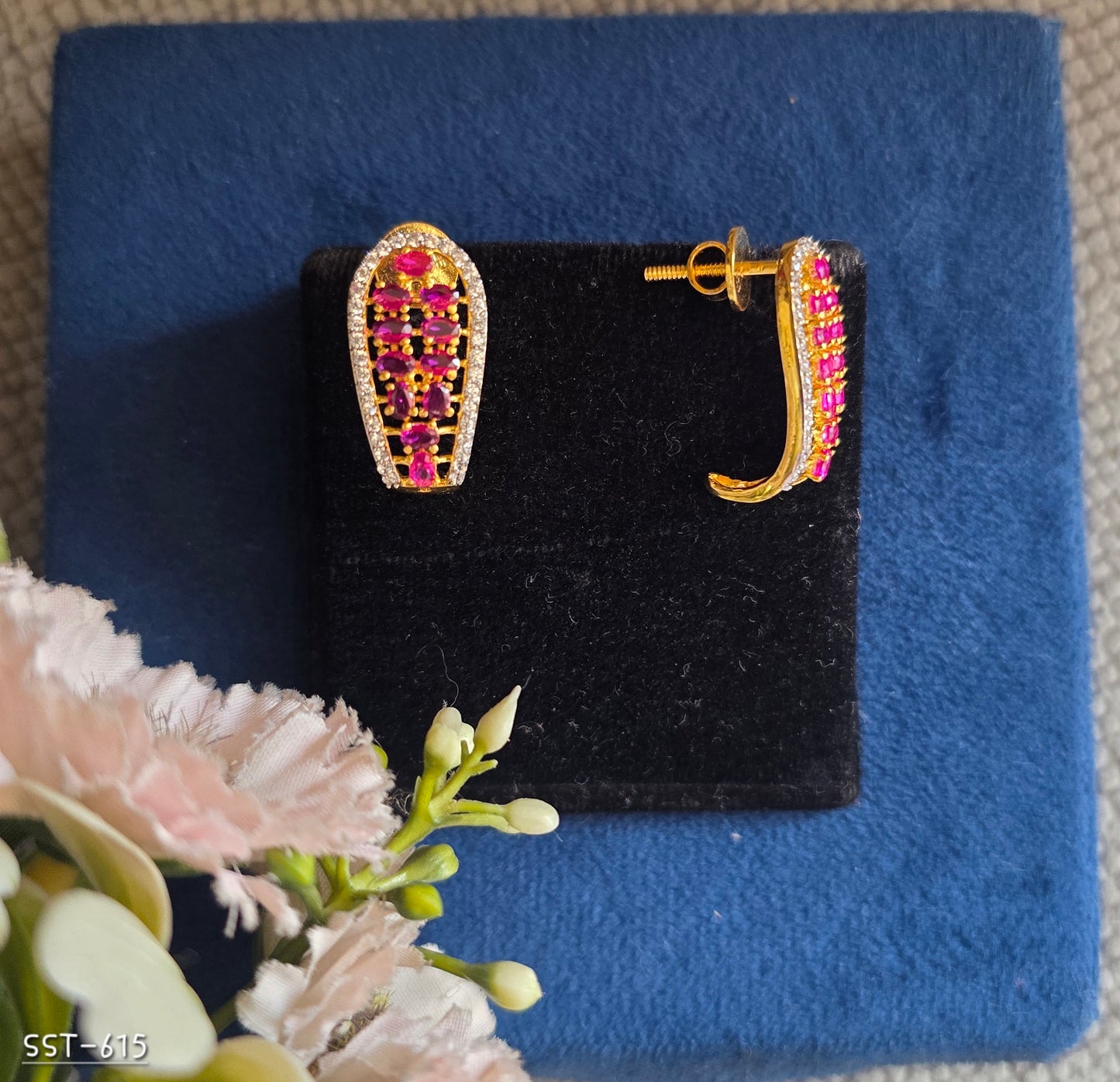 SST 615 | ROYAL SAPPHIRE HALO STUD EARRINGS