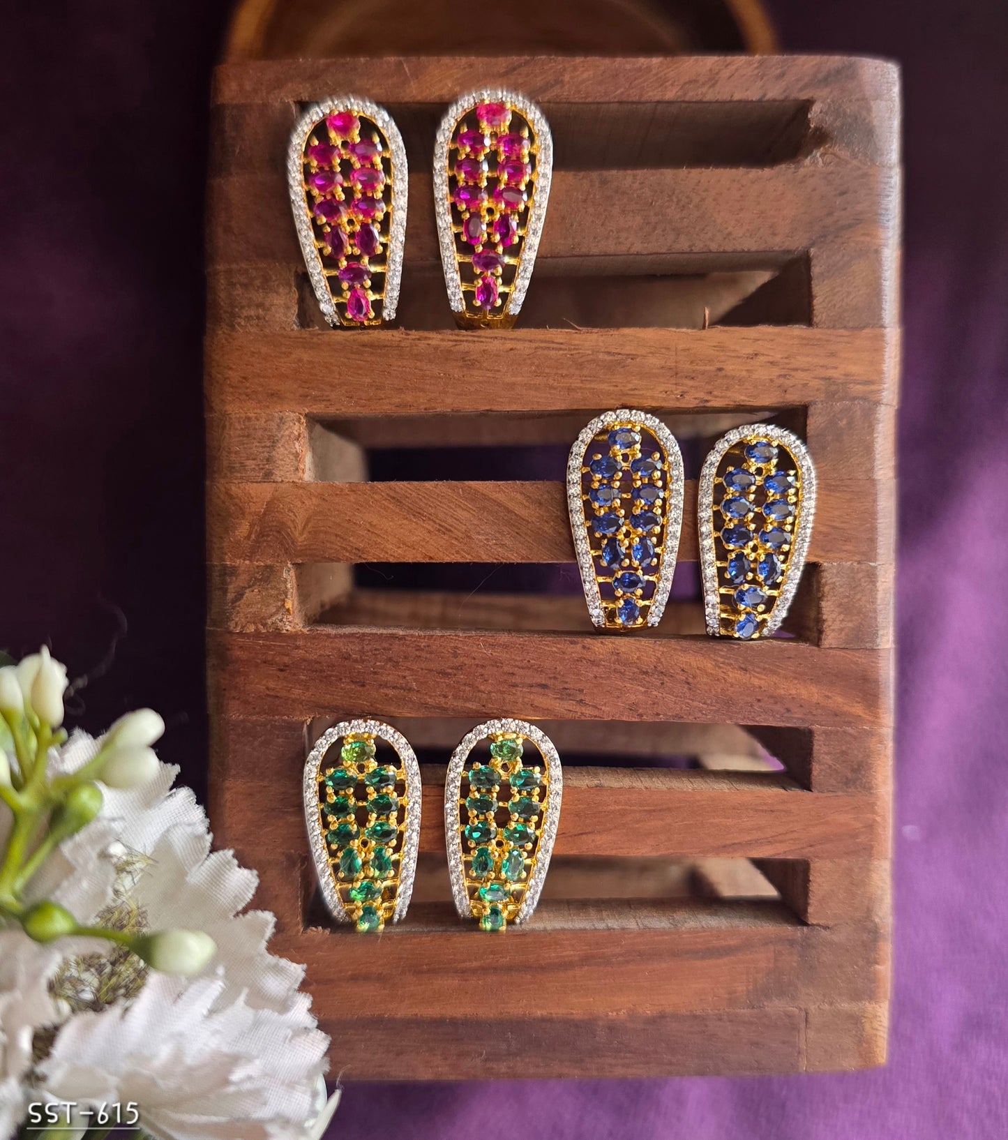 SST 615 | ROYAL SAPPHIRE HALO STUD EARRINGS