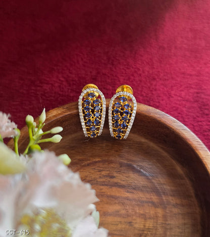 SST 615 | ROYAL SAPPHIRE HALO STUD EARRINGS