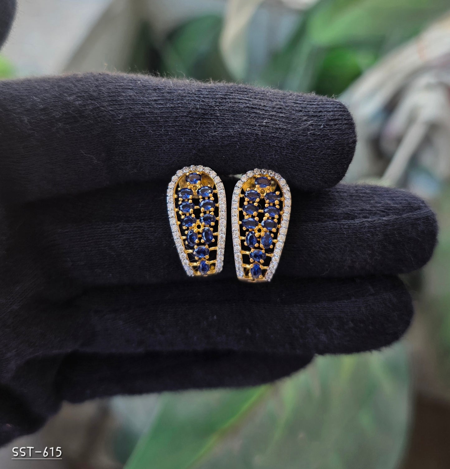 SST 615 | ROYAL SAPPHIRE HALO STUD EARRINGS