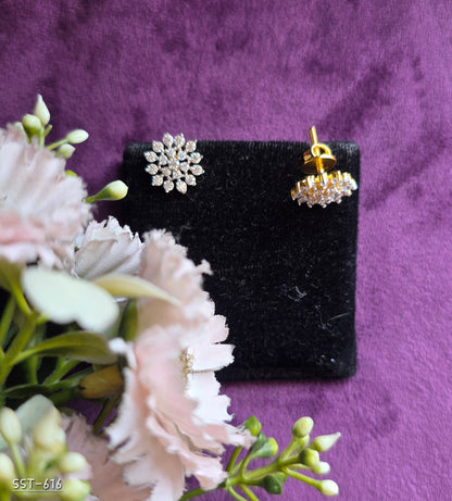 SST 616 | RADIANT FLORAL DIAMOND CLUSTER STUD EARRINGS