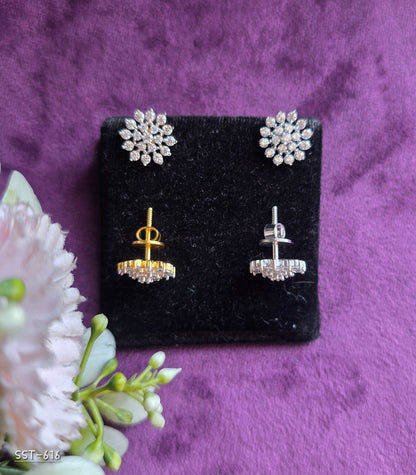 SST 616 | RADIANT FLORAL DIAMOND CLUSTER STUD EARRINGS