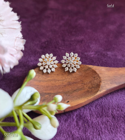 SST 616 | RADIANT FLORAL DIAMOND CLUSTER STUD EARRINGS
