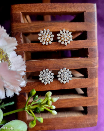 SST 616 | RADIANT FLORAL DIAMOND CLUSTER STUD EARRINGS