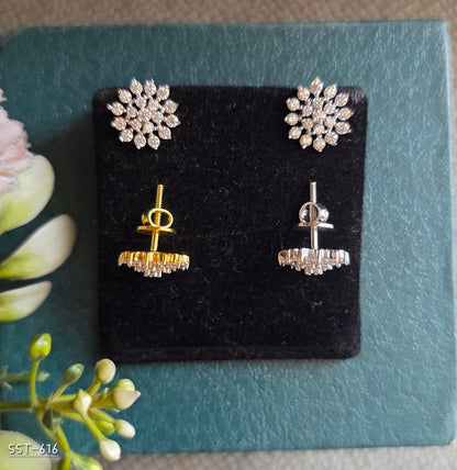 SST 616 | RADIANT FLORAL DIAMOND CLUSTER STUD EARRINGS