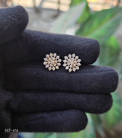 SST 616 | RADIANT FLORAL DIAMOND CLUSTER STUD EARRINGS