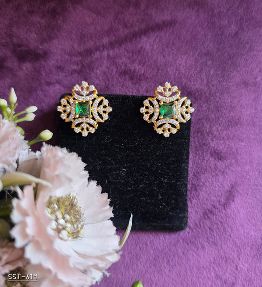 SST 619 | ROYAL RUBY FLORAL STUD EARRINGS