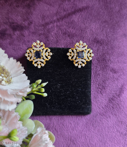 SST 619 | ROYAL RUBY FLORAL STUD EARRINGS