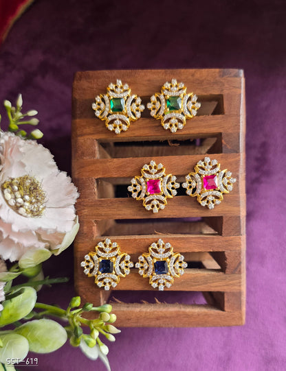 SST 619 | ROYAL RUBY FLORAL STUD EARRINGS