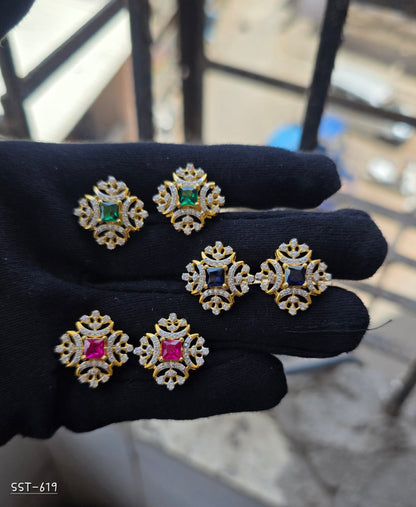 SST 619 | ROYAL RUBY FLORAL STUD EARRINGS