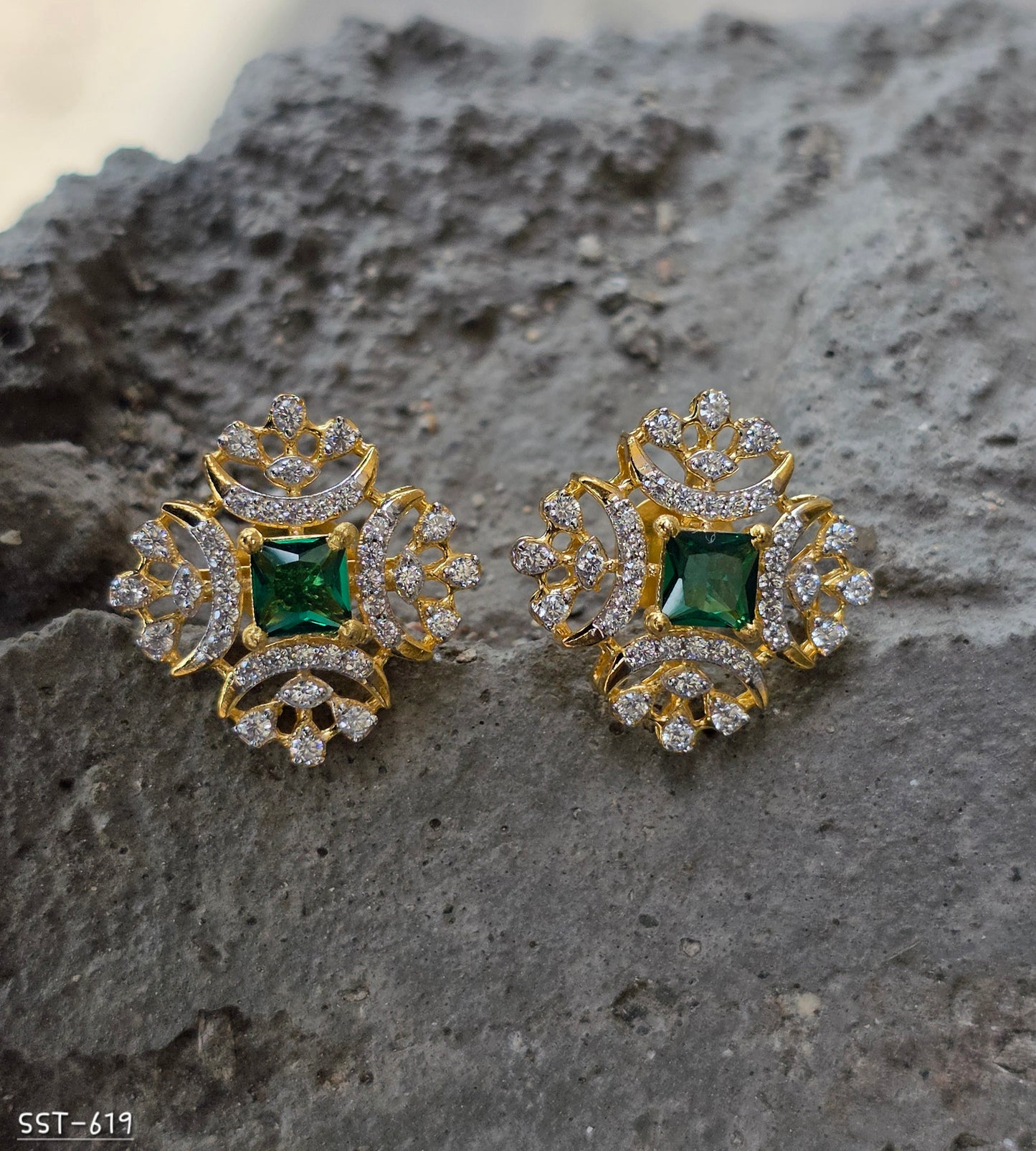 SST 619 | ROYAL RUBY FLORAL STUD EARRINGS