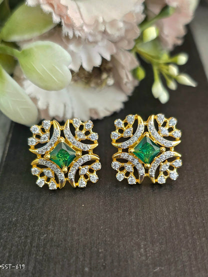 SST 619 | ROYAL RUBY FLORAL STUD EARRINGS