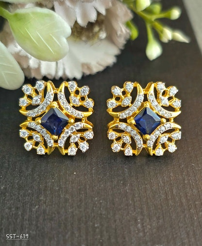 SST 619 | ROYAL RUBY FLORAL STUD EARRINGS