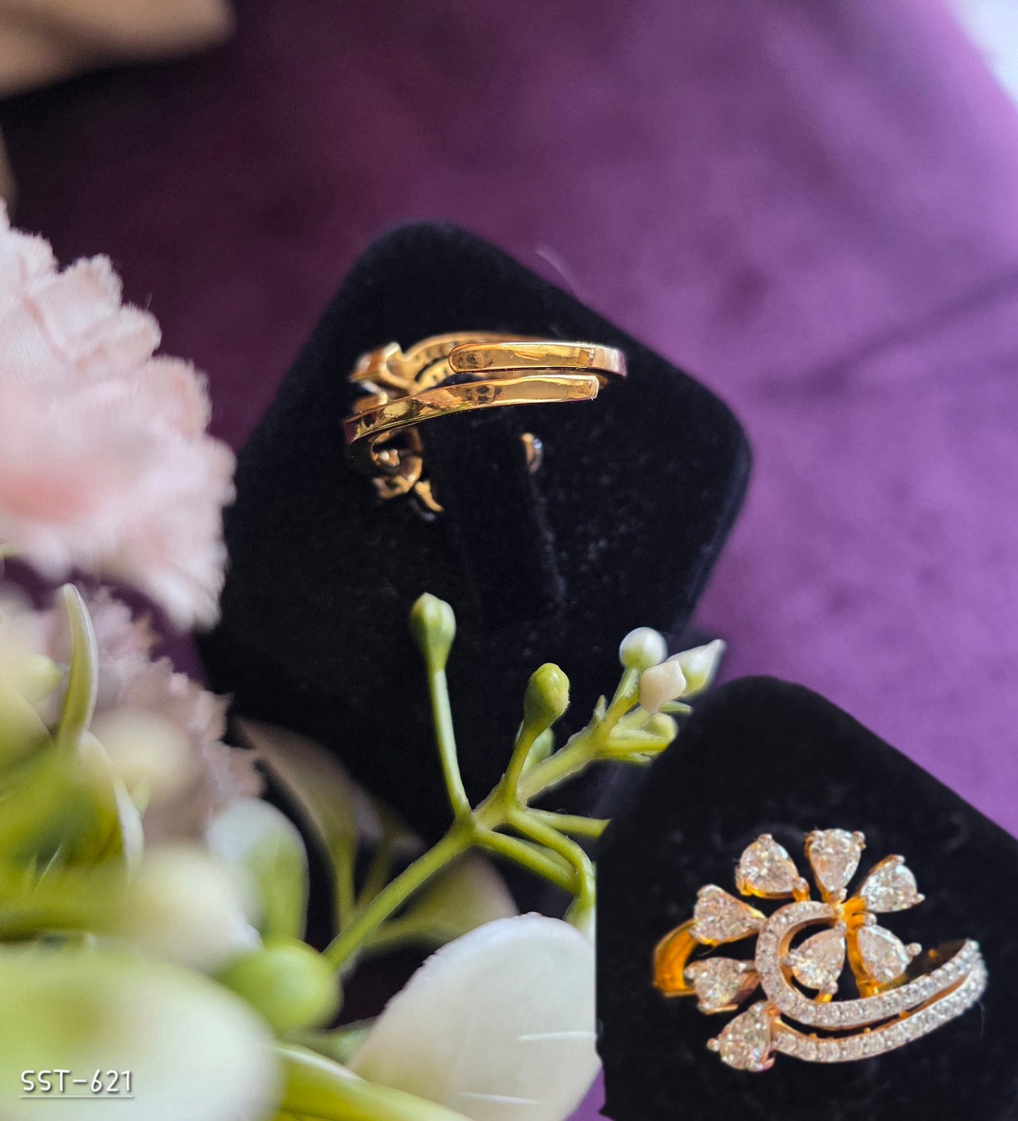 SST 621 | FLORAL SPARKLE STATEMENT RING