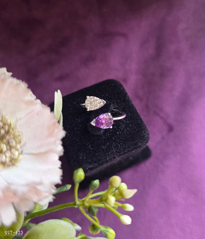 SST 623 | AMETHYST HEART OPEN RING