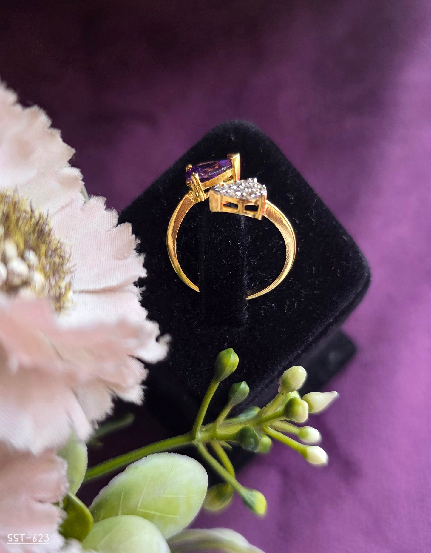 SST 623 | AMETHYST HEART OPEN RING