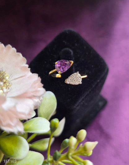 SST 623 | AMETHYST HEART OPEN RING