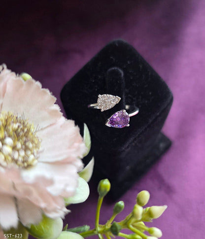 SST 623 | AMETHYST HEART OPEN RING