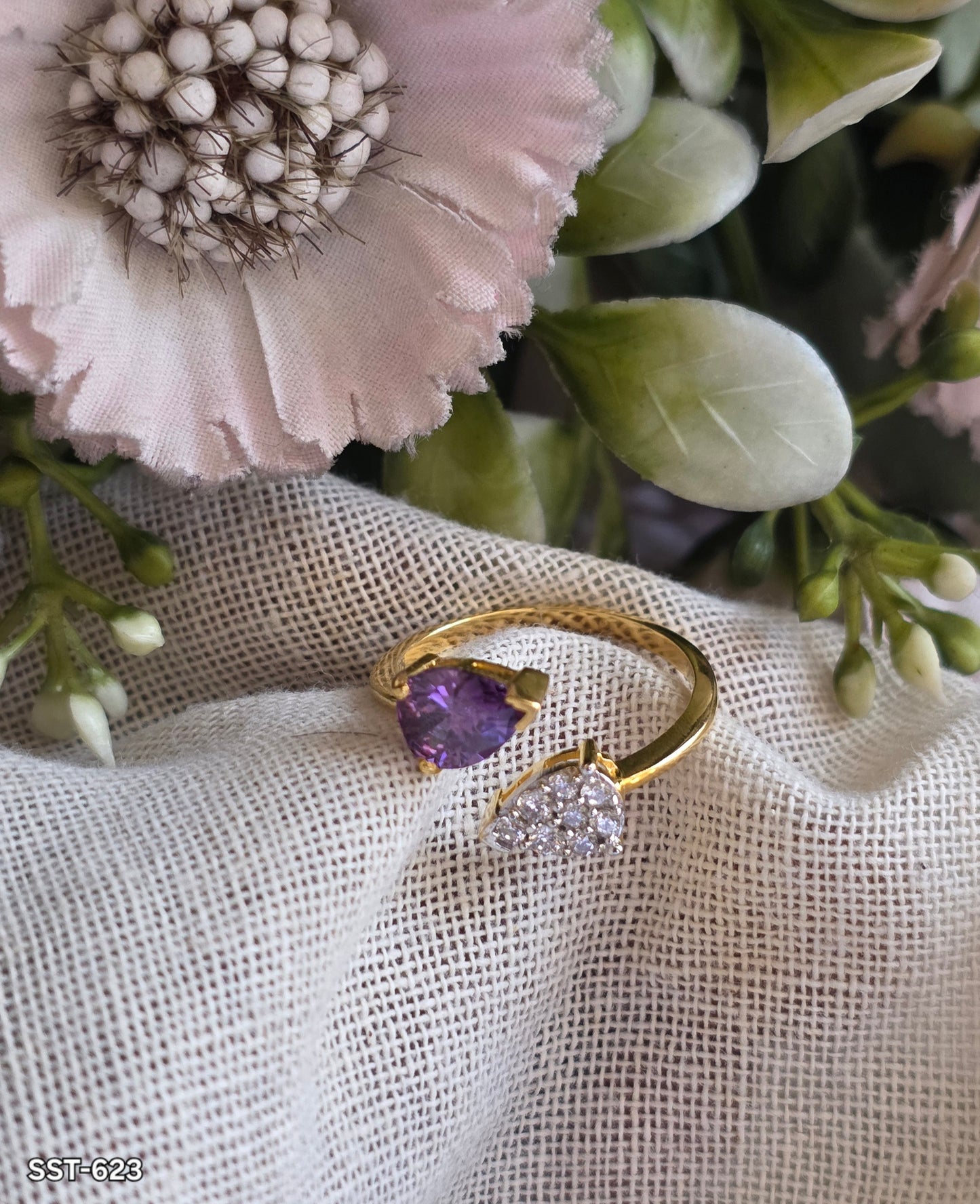 SST 623 | AMETHYST HEART OPEN RING