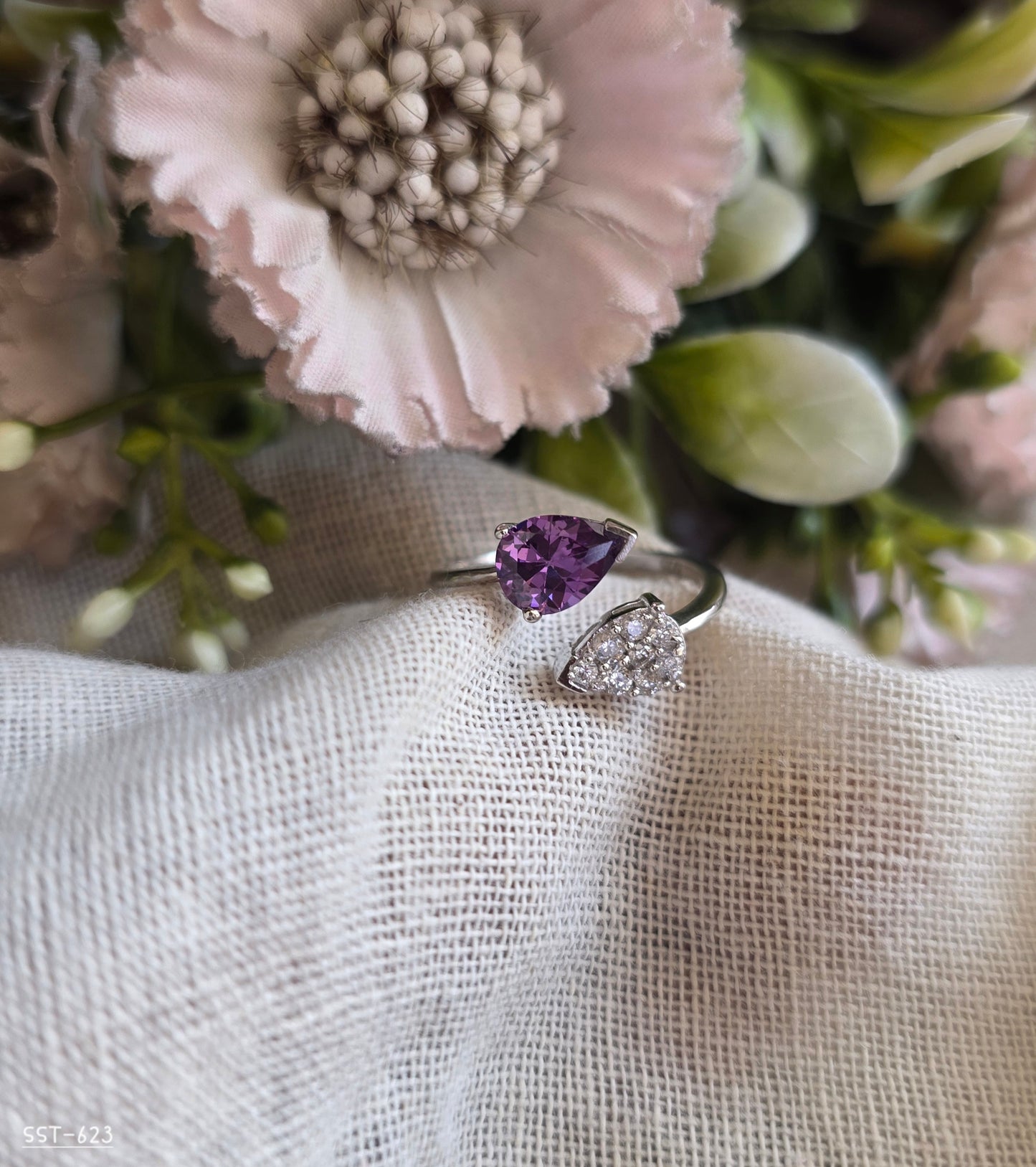 SST 623 | AMETHYST HEART OPEN RING