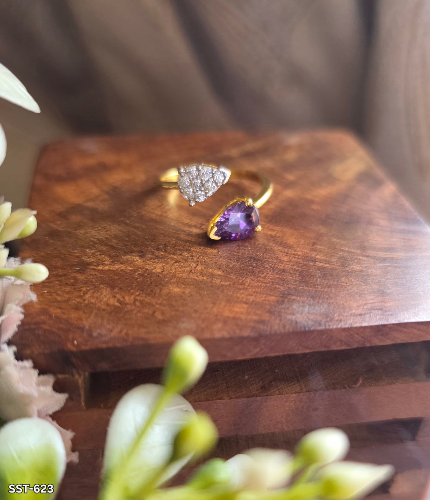 SST 623 | AMETHYST HEART OPEN RING
