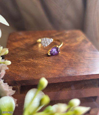SST 623 | AMETHYST HEART OPEN RING