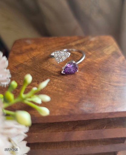 SST 623 | AMETHYST HEART OPEN RING