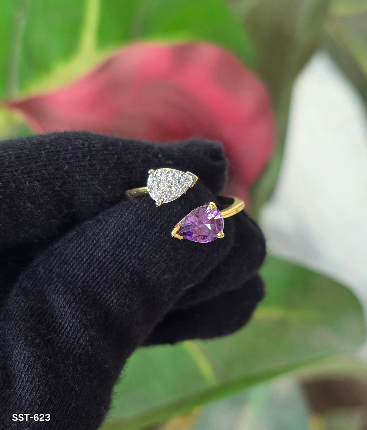 SST 623 | AMETHYST HEART OPEN RING