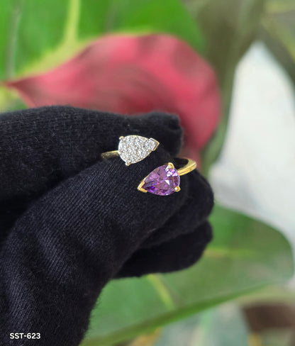SST 623 | AMETHYST HEART OPEN RING