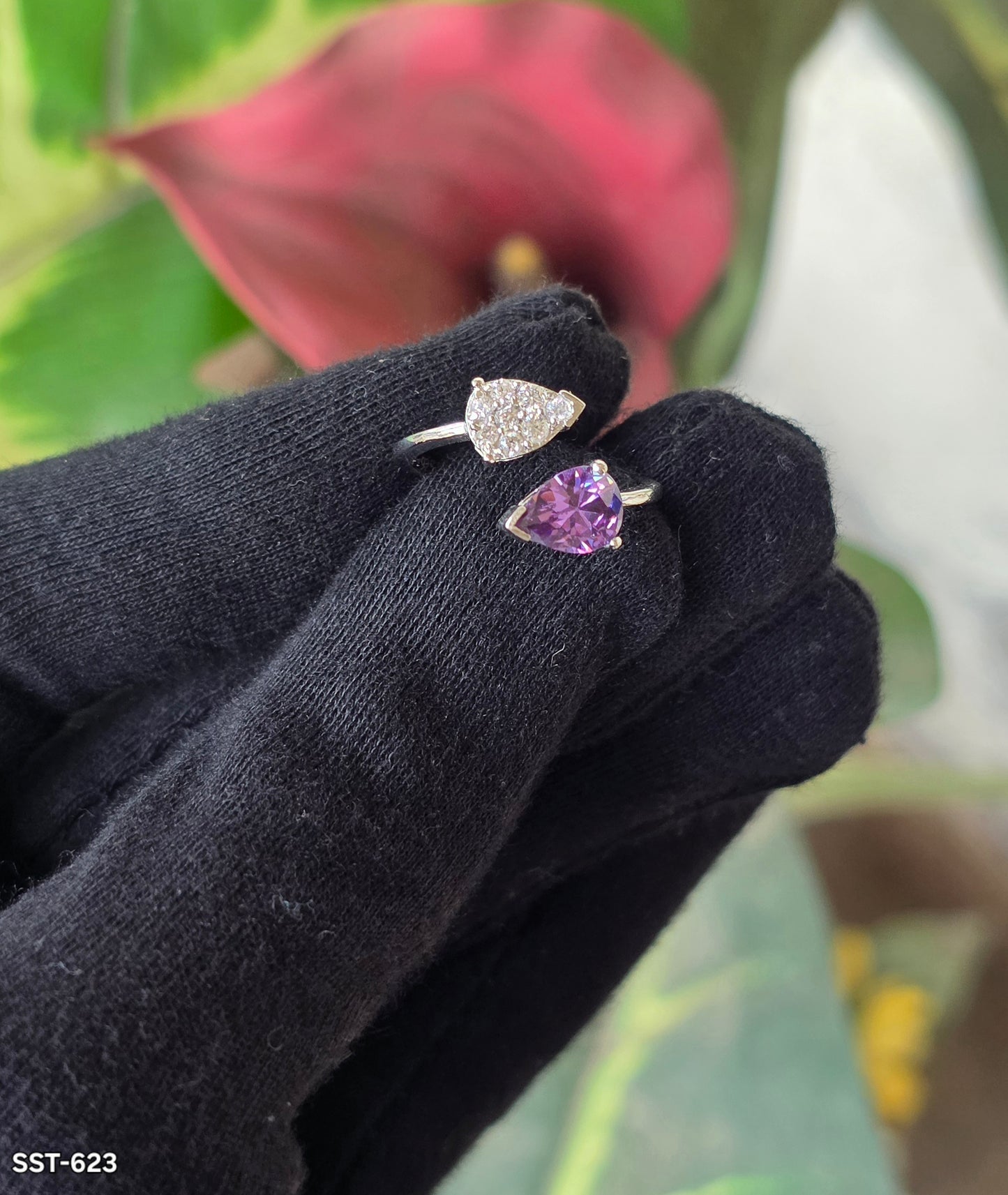 SST 623 | AMETHYST HEART OPEN RING