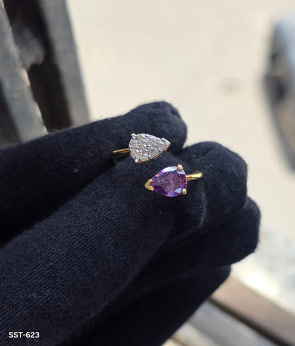 SST 623 | AMETHYST HEART OPEN RING