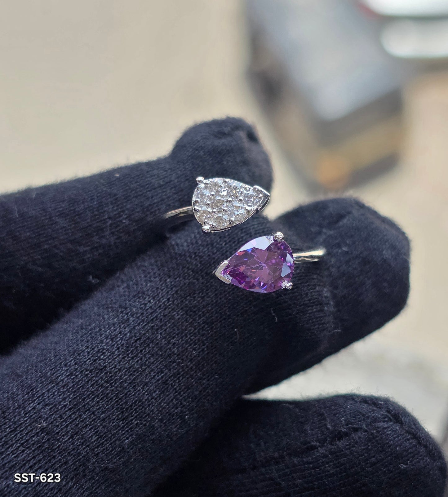 SST 623 | AMETHYST HEART OPEN RING
