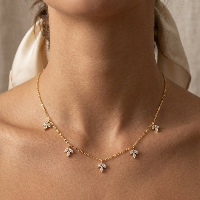 SST 474C |  CHAIN WITH CZ LEAF DESIGN