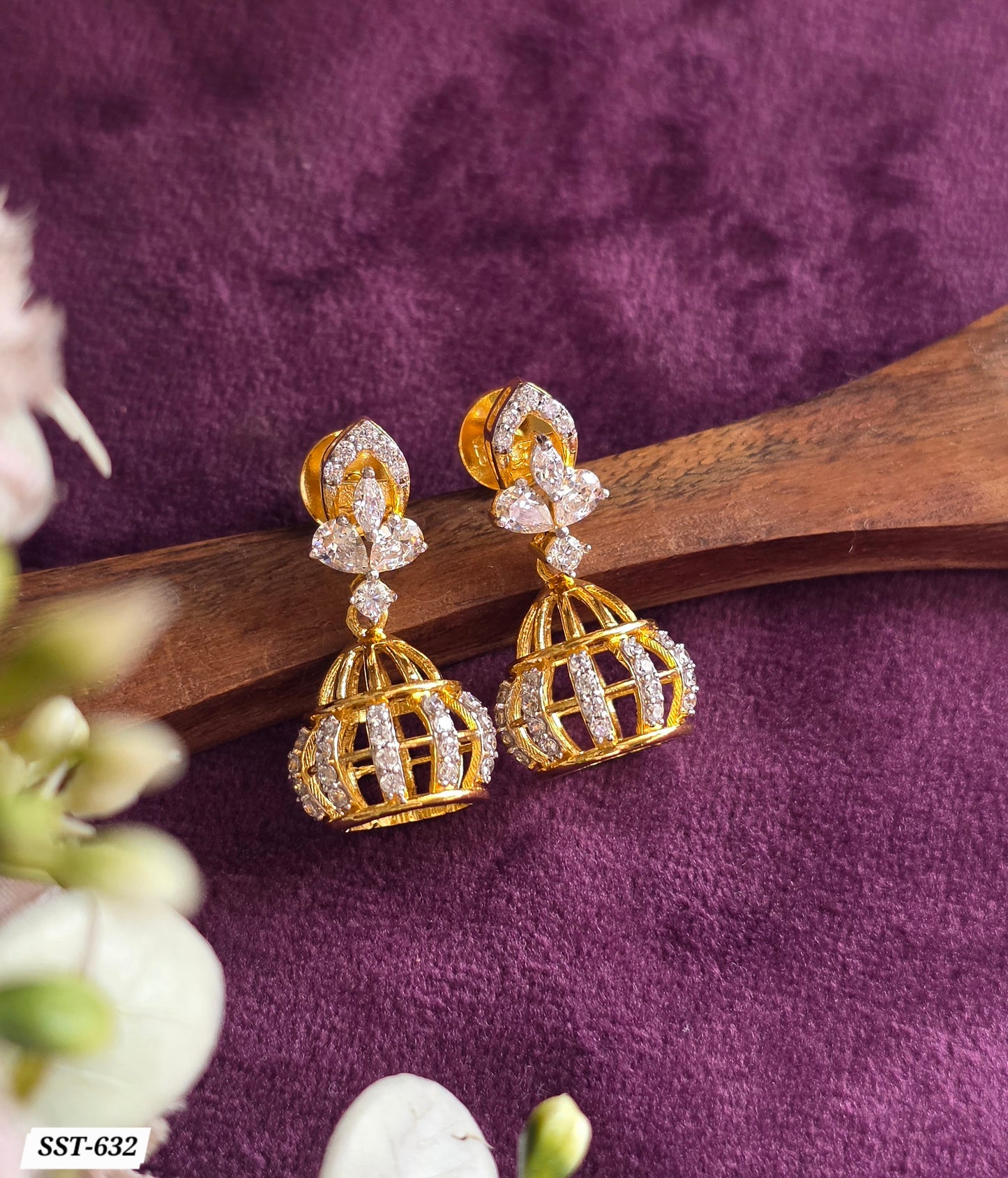 SST 632 | SPARKLING CAGE JHUMKI