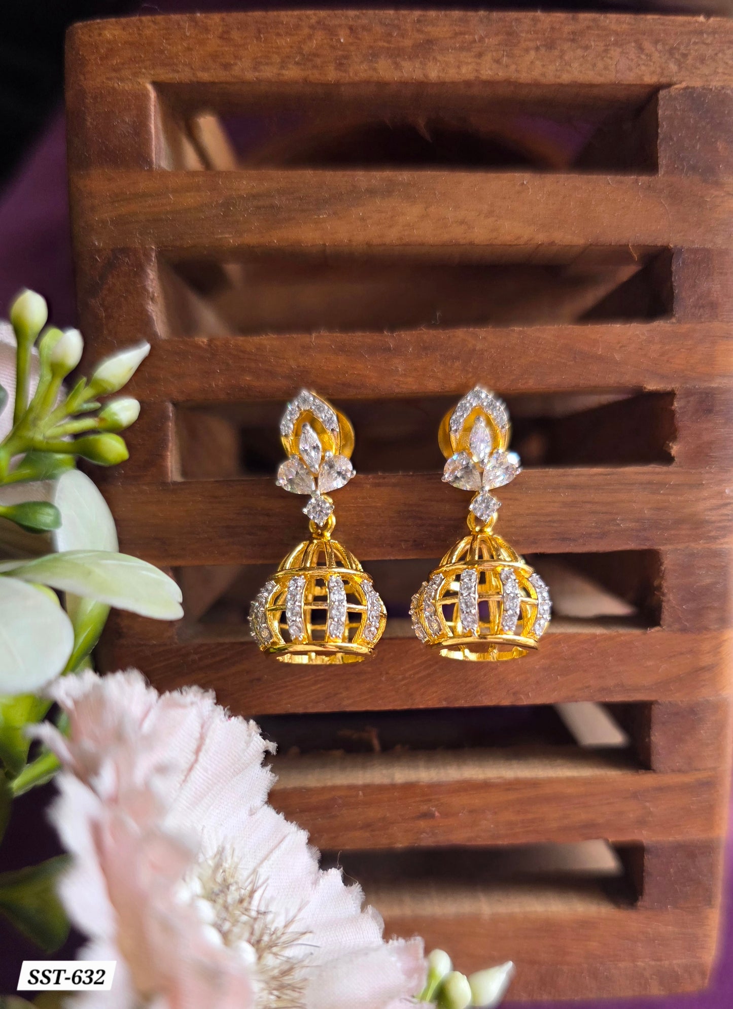SST 632 | SPARKLING CAGE JHUMKI