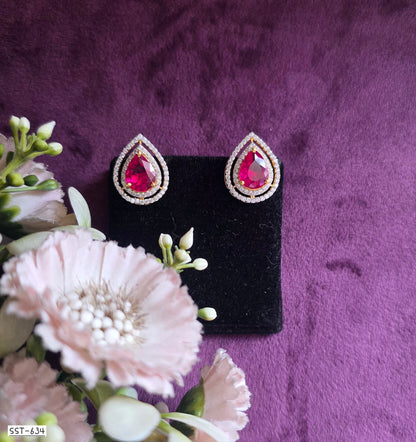 SST 634 | RADIANT RUBY TEARDROP STUD EARRINGS