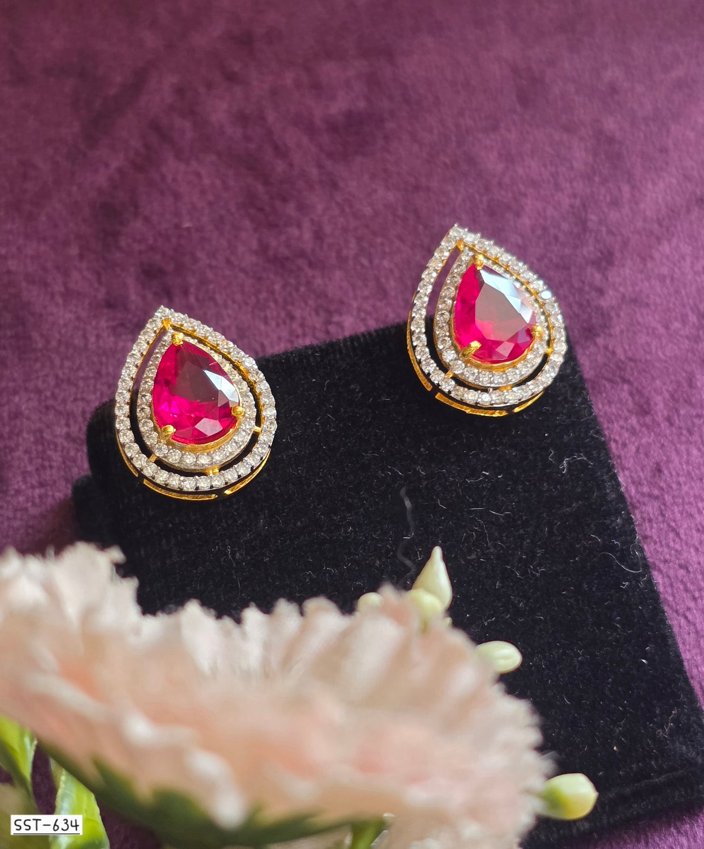 SST 634 | RADIANT RUBY TEARDROP STUD EARRINGS