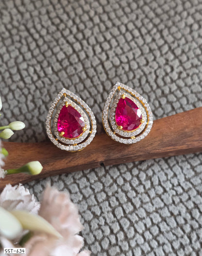 SST 634 | RADIANT RUBY TEARDROP STUD EARRINGS