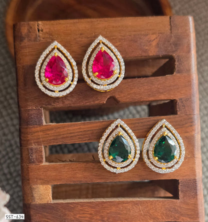 SST 634 | RADIANT RUBY TEARDROP STUD EARRINGS